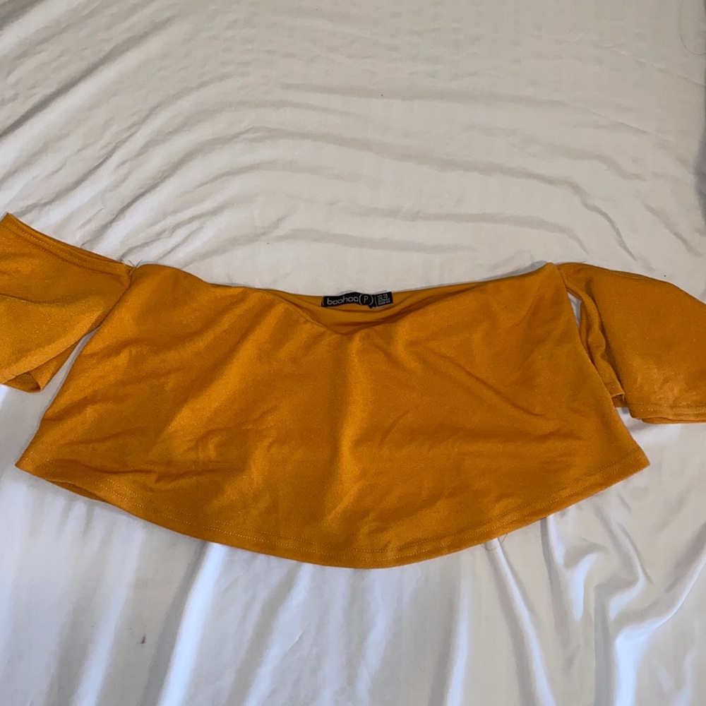 Boohoo off the shoulder crop top